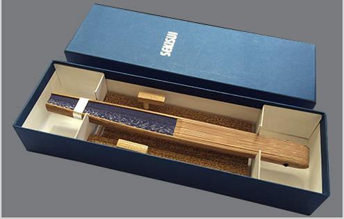 7.5寸35間＋竹扇子立て 箱：銀箔押し