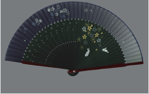 布扇子 短地　うさぎの華 (既製柄)